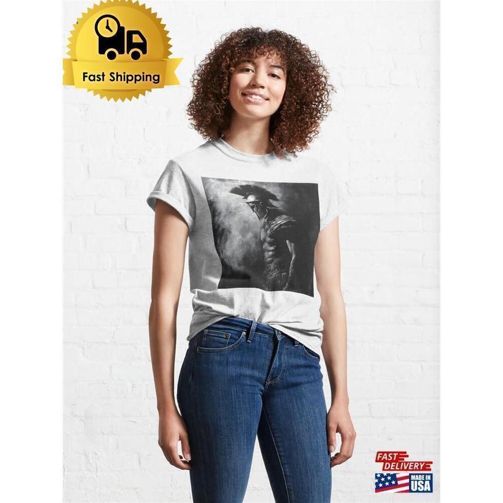 Black White Roman Gladiator Charcoal Art History Inspired T-Shirt